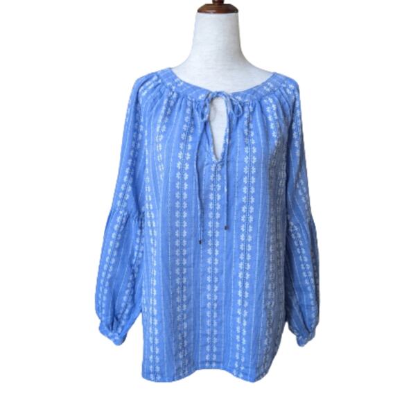 Tommy Hilfiger Puff Long Sleeve Chambray Top Size Medium - Picture 1 of 11